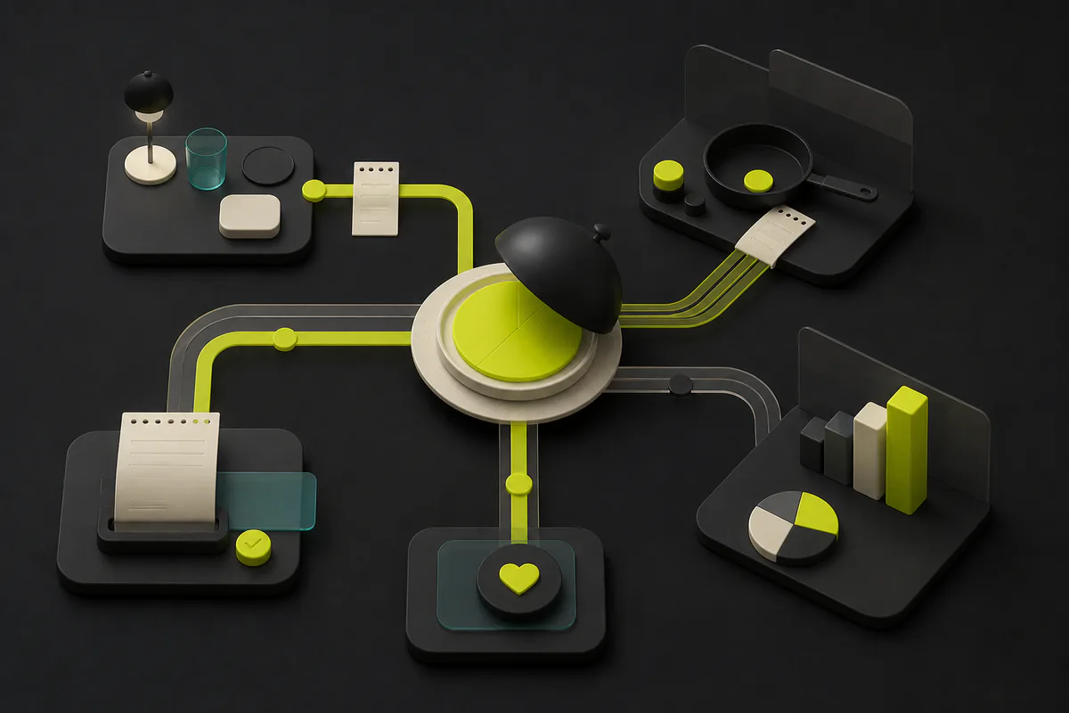 Interface artwork representing the Maharaj restaurant order workflow