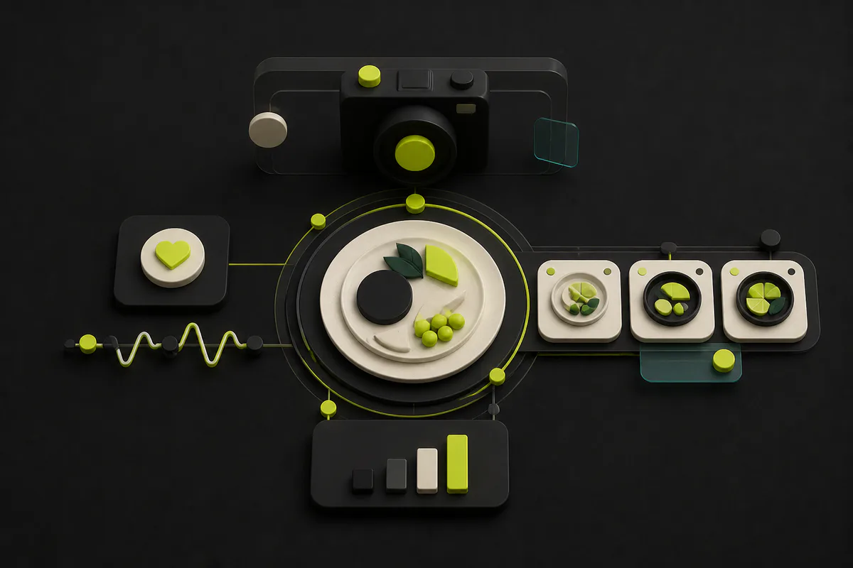 Interface artwork representing the Pulse photo-led meal logging concept